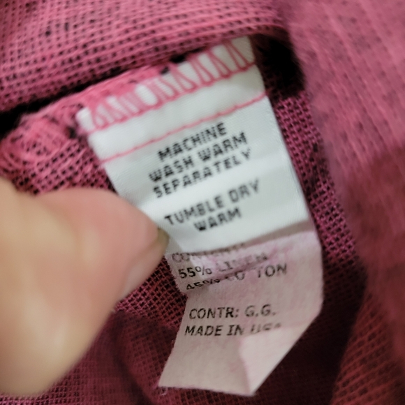 Cut Loose Linen Cotton Blend Top with Pocket Fringe Hem Size XL - Picture 7 of 16